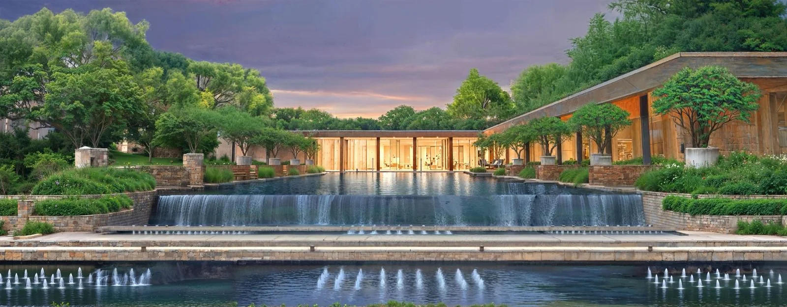 Clubhouse and water feature at Lodha Wakad